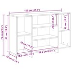 vidaXL Buffet gris béton 120x30x75 cm bois d'ingénierie