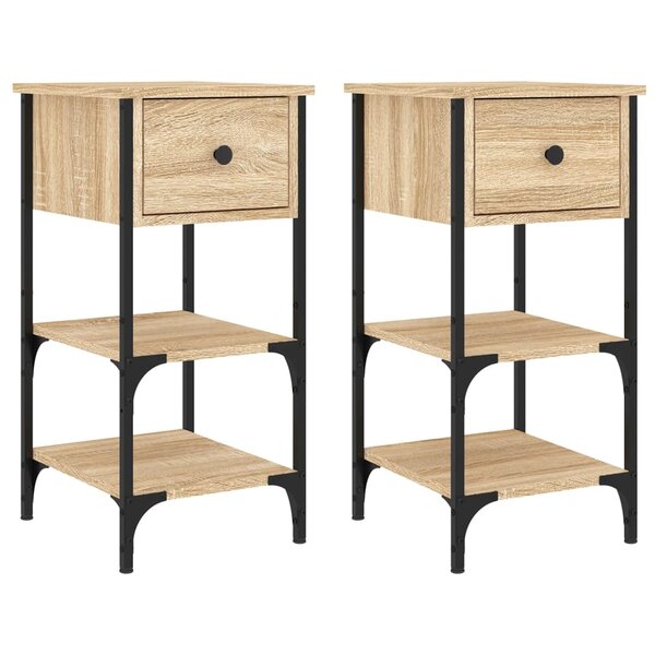 vidaXL Tables de chevet 2 Pièces chêne sonoma 34x36x70 cm bois ingénierie