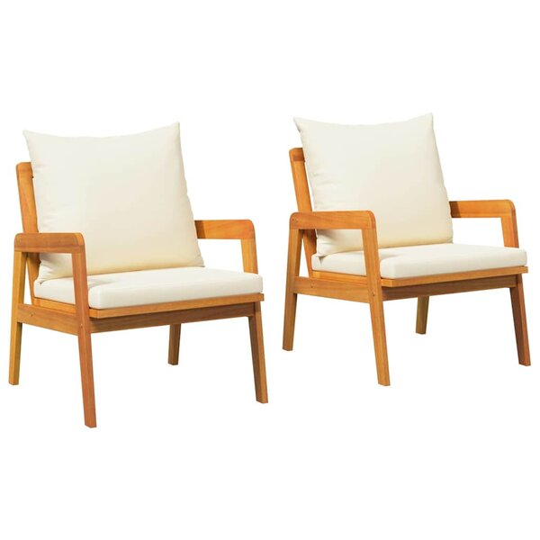 vidaXL Chaise de jardin avec coussin 2 Pièces Marron Bois d'acacia massif