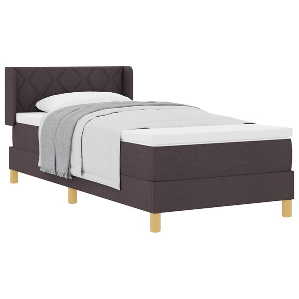 vidaXL Lit à ressorts avec matelas Marron foncé 200 x 90 cm Polyester