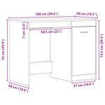 Bureau vidaXL Noir Chêne 100x50x76 cm Bois d'ingénierie