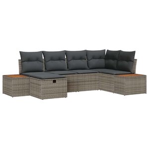 vidaXL Ensemble de Canapés de Jardin 6 Pièces avec Coussins Gris Rattan Poly