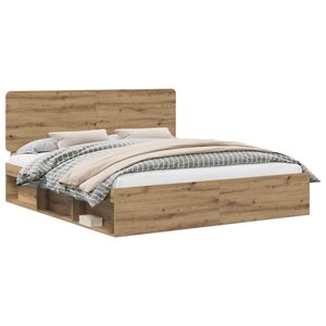 vidaXL Cadre de lit Chêne artisan 180 x 200 cm Pin massif