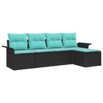 vidaXL Ensemble de canapé de jardin avec stockage 5 Pièces Noir polyrotin