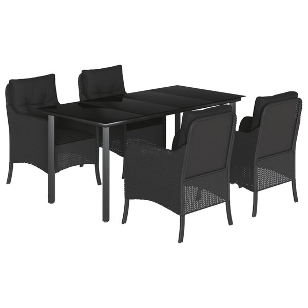 vidaXL Ensemble à manger de jardin coussins 5Pièces Noir Résine tressée