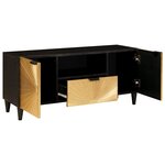 vidaXL Meuble TV Noir et or 105 x 33 x 46 cm bois de manguier massif