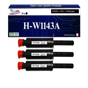 T3AZUR -3x Toners compatibles avec HP W1143A (143A) pour HP Neverstop Laser 1001nw  Neverstop Laser MFP 1201n  1202nw  1202w