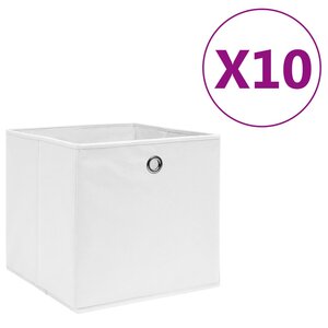 vidaXL Boîtes de rangement 10 Pièces Tissu intissé 28x28x28 cm Blanc