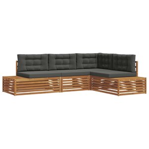 vidaXL 5 pc Ensemble de canapés d'extérieur Naturel et Anthracite