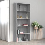 vidaXL Bibliothèque 5 niveaux Sonoma gris 80x30x189 cm