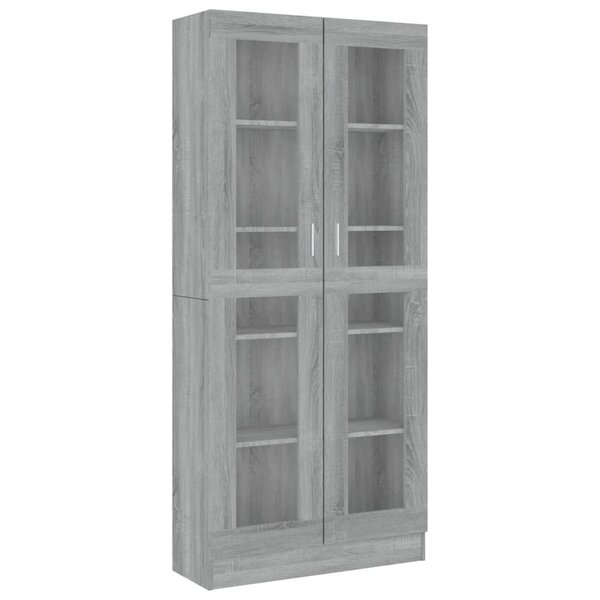vidaXL Armoire à vitrine Sonoma gris 82 5x30 5x185 5cm Bois ingénierie