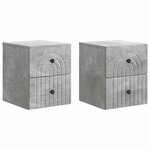 vidaXL Cabinet de chevet mural 2 Pièces Gris béton 33 x 34 5 x 40 cm