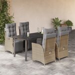 vidaXL Ensemble à manger de jardin coussins 5 Pièces mélange beige rotin