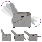 vidaXL Fauteuil de massage inclinable électrique gris nuage tissu