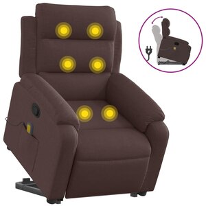 vidaXL Fauteuil inclinable de massage Marron foncé Tissu