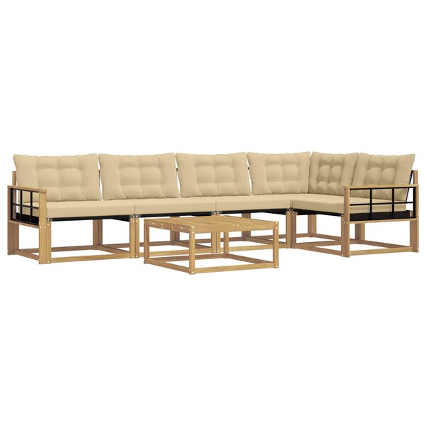 vidaXL Ensemble de canapés d'extérieur 6 Pièces Blanc et Beige