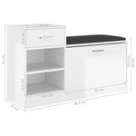 Vidaxl banc à chaussures blanc brillant 94 5x31x57 cm aggloméré