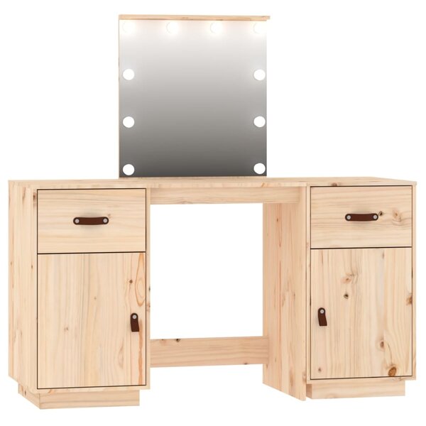 vidaXL Ensemble de coiffeuse avec LED Bois de pin solide