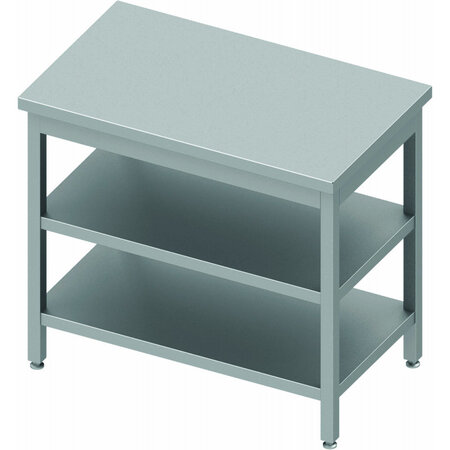 Table inox centrale avec 2 etagères - gamme 800 - stalgast - à monter - inox1700x800 x800xmm