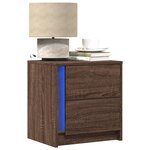 vidaXL Armoires de chevet et lumières LED 2 Pièces chêne marron