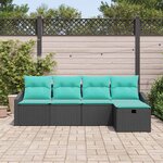 vidaXL Ensemble de Canapés avec coussin avec stockage Noir polyrotin