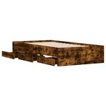 vidaXL Cadre de lit et tiroirs chêne fumé 100x200 cm bois d'ingénierie