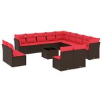 vidaXL Salon de jardin avec coussins 14 Pièces marron résine tressée