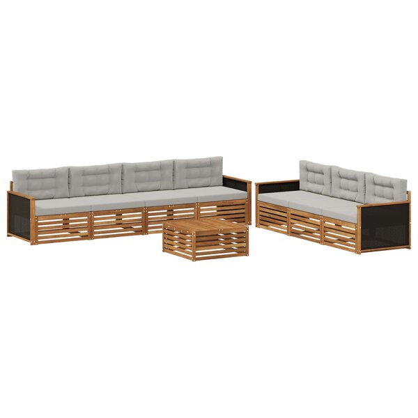 vidaXL Ensemble de canapés d'extérieur 8 pc Naturel et gris clair