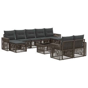 vidaXL Ensemble de canapé de jardin 10 pc Gris et Gris foncé polyrotin