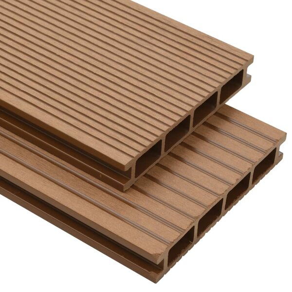 vidaXL Panneaux de terrasse creux et accessoires WPC 25 m² 4 m Teck