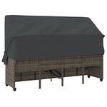 vidaXL Chaise longue avec auvent et coussins gris résine tressée