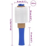 vidaXL Film étirable avec poignée 10Pièces Transparent 23µm 10 cm x 150 m