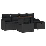 vidaXL Set de jardin 6 pièces avec coussins en poly rotin noir