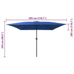 vidaXL Parasol de jardin Azur 295 x 295 x 245 cm Polyester  Acier