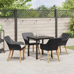 vidaXL Ensemble de salle à manger pour jardin 5 Pièces Noir polyrotin