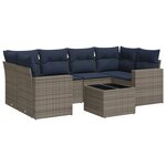 vidaXL Salon de jardin 7 Pièces avec coussins gris résine tressée