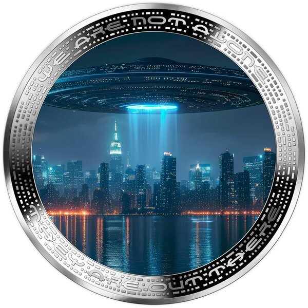 Pièce de monnaie en Argent 1000 Francs g 31.1 (1 oz) Millésime 2025 We Are Not Alone UFO ABOVE CITY