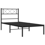 vidaXL Cadre de lit métal avec tête de lit noir 100x200 cm