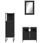 vidaXL Ensemble de meubles salle de bain 3 Pièces noir bois d'ingénierie