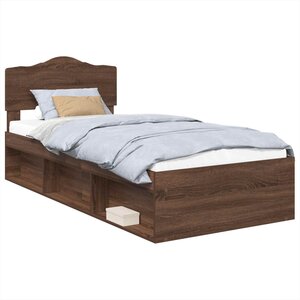 vidaXL Cadre de lit Chêne brun 75 x 190 cm Bois de pin massif