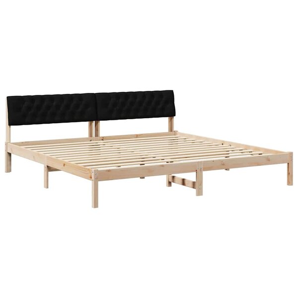 vidaXL Cadre de lit Marron et noir 200 x 200 cm Bois massif en pin