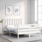 vidaXL Cadre de lit avec tête de lit blanc 140x190 cm bois massif