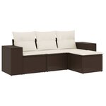 vidaXL Salon de jardin 4 Pièces avec coussins marron résine tressée