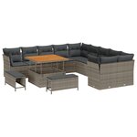 vidaXL Canapé de jardin 13 pièces avec coussins en polyrotin gris et acacia