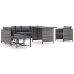 vidaXL Salon de jardin 8 Pièces avec coussins Résine tressée Gris
