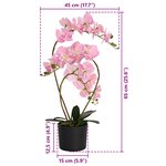 vidaXL Plante orchidée artificielle avec pot Rose 45 x 15 x 65 cm