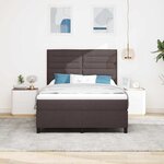 vidaXL Lit à ressorts avec matelas Marron foncé 140 x 190 cm tissu