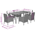 vidaXL Ensemble à manger de jardin coussins 7Pièces Noir Résine tressée