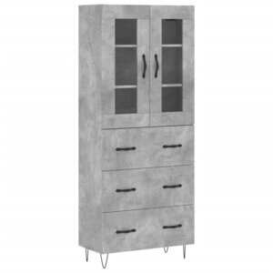 vidaXL Buffet haut Gris béton 69 5x34x180 cm Bois d'ingénierie