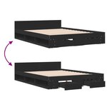 vidaXL Cadre de lit avec tiroirs sans matelas noir 160x200 cm